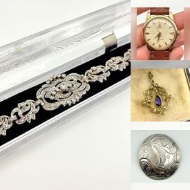 MaxSold Auction: This online auction features wrist & pocket watches, Siggy Puchta statue, designer umbrella, coins, silver & gold jewelry, uranium glass, Fenton glass, marbles, jade carvings, Swarovski figurines, loose gemstones, and more!