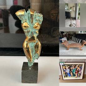 MaxSold Auction: This online auction features vintage bronze sculptures, Yuval Mahler paintings, gold jewelry, sectional sofa, vintage settee, vintage Art Deco lamp, patio furniture, decanter, small kitchen appliances, men’s & women’s clothing & shoes, wetsuit, silver & costume jewelry, baby & kids’ clothing, costumes, fitness gear, exercise equipment, games, garden tools, toys, planters, art glass, perfume bottle, live plants, rabbit coop, BBQ grill, chest freezer, and more!