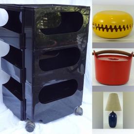 MaxSold Auction: This online auction features stoneware pottery, cookie jar, Russel Wright teapot, Hoselton sculpture, MCM teak lamps, art glass, Art Deco skyscraper lamps, art pottery, MCM West German pottery, Moorcroft, floor vases, and more!
