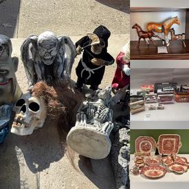 MaxSold Auction: This online auction features vintage toys, vintage advertising pitchers, steins, bar paraphernalia, Blue Mountain pottery collection, teacup/saucer sets, novelty teapots, Halloween decorations, Christmas lawn art, vinyl records, transferware, S & P shakers, porcelain flower bouquet collection, Beswick animal figurines, Wedgwood, draft horse collection, decorative plates, art glass, crocks, DVDS, ladders, bike, garden tools, collector plates, sewing machine, and much, much, more!!!\n