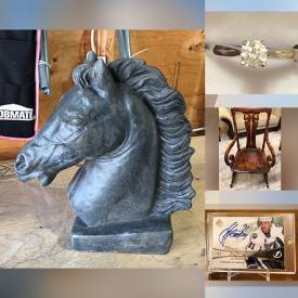 MaxSold Auction: This online auction features gemstone, silver & costume jewelry, coins, sports collectibles, sports trading cards, vinyl records, men’s clothing, art glass, Toby jugs, puzzles, dehumidifier, comics, collector bottles & plates, garden tools, golf clubs, polished stone marbles, stein, watches, Elvis collectibles, Sentry safe, and more!