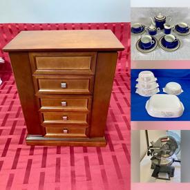 MaxSold Auction: This online auction features vinyl records, commercial clear plastic bags, men’s & women’s clothing, costume jewellery, art glass, decorative plates, antique figurines, teacup/saucer sets, power & hand tools, Jasperware, snack plates, soapstone carving, Royal Doulton figurine, small kitchen appliances, vintage Pyrex, Blue Mountain pottery, antique cloisonne, collectible cards, BizMix vending machines, collectible dolls, vintage toys, doll clothes & shoes, and much more!\n