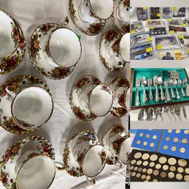 MaxSold Auction: This auction features Tools, Hardware, Fishing Gear, Handbags, Figurines, Dinnerware, Glassware, Frames, Cookware, Die-Cast Cars, Books, Mobility Assistance, Electronics, Linens, Shoes, Powder Music Boxes, Pressure Washer, Framed Wall Decor, Pin-Back Buttons, Patches, Coins, Silver Jewelry, Sewing Notions, Winter Accessories, Cookware, Flatware, Stemware, Turntable, Casserole Dishes, Clocks, Pet Supplies, Plants, Lamps and much much more!