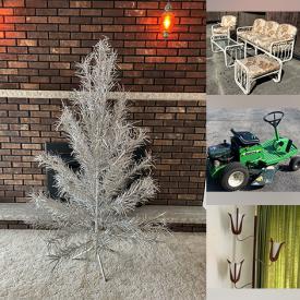 MaxSold Auction: This online auction features Coca-Cola collectibles, jadeite, Jacobean ware, quilt, MCM furniture, TV, club chairs, vintage aluminum Christmas tree, vinyl records, antique wall clock, daybed,  stained glass lamp, humidifiers, games, small kitchen appliances, decorative plates, crystal decanters, vintage teapots, Depression glass, Blue Mountain pottery, milk glass, vintage bottles, teacup/saucer sets, vintage ashtrays, vintage Pyrex, vintage table linens, snowblower, pressure washer, riding lawn mower, mirrors, golf clubs, patio furniture, garden art, outerwear, garden tools, power & hand tools, and more!
