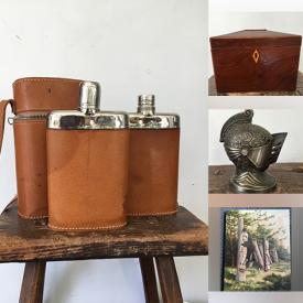 MaxSold Auction: This online auction features antique mantle clock, crock, Bunnykins, table lighter, Lladro figurine, antique rustic shutters, soapstone sculpture, art pottery, comics, costume jewelry, outdoor lounger, and more!\n
