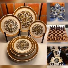 MaxSold Auction: This online auction features antique snowshoes, antique camel saddlebag, games, guitar, Evesham, Athena dishware, The Friendly Village serving pieces, Blue Willow dishware, artists\' easels Baribocraft pieces, embroidery thread, art pottery, fabric, vintage drawer pulls, vintage Pryex, and more!