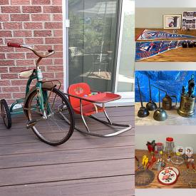 MaxSold Auction: This online auction features vintage tins & bottles, camping & fishing gear, antique library desk, oil lamp, hardware, vintage tools, pet products, Cadillac collectibles, hand tools, cameras & accessories, CDs, Wade pottery, collector plates & spoons, birthday figurines, novelty teapots, Royalty memorabilia, wood carvings, S&P shakers, vinyl records, children’s clothes, antique books, guitar, Toby mugs, radio cabinets, toys, comics, tea figurines, fitness gear, and more!