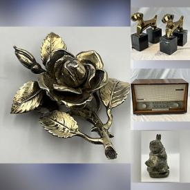MaxSold Auction: This online auction features vintage standing ashtray, mantle clocks, art pottery, sewing machines, teacup/saucer sets, quilts, antique tools, fishing gear, collectible Barbies, antique typewriter, stone carvings, Swarovski jewelry, beer steins, Hoselton statue, smoking pipes, snuff bottles, antique biscuit barrels, Hummels, Lladro figurines, Royal Doulton figurines, NAO figurines, vintage slag lamps, gold & silver jewelry, duck decoys, watches, Robert Bateman prints, cloisonne vases, collectible spoons, bar advertising items, area rugs, Toby jugs, guitar, art glass, coins, vinyl records, wicker furniture, antique furniture, vintage violin, and much, much, more!!!
