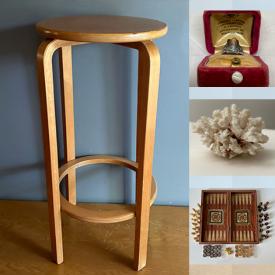 MaxSold Auction: This online auction features gold & silver jewelry, watch, Kathleen Wicks painting, art pottery, MCM Pyrex, Henry Kataquapit carving, tribal mask, vintage Haida pottery, art books, brass rubbings, art easel, Kokeshi doll, yarn, scissor collection, decanter set, loose gemstones, and more!