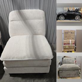 MaxSold Auction: This online auction features ride-on toy, sofa seats, and NIB items including mirrors, kitchen island, vinyl flooring, leather sofa, bathroom vanity, coffee tables, nightstands, ceramic wall tile, headboards, sinks, console tables, area rugs, and more!n