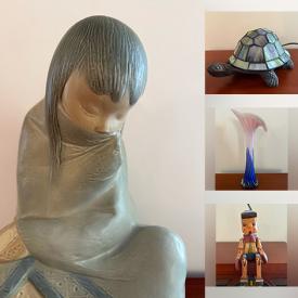 MaxSold Auction: This online auction features art glass, Hummel, Royal Copenhagen plates, vintage mission bell, nesting dolls, Lladro figurines, vintage stained glass lamp, Raine & Humble puppet, collector spoons, smart watch, decanter, area rug, watches, costume jewelry, wood carvings, art books, and more!