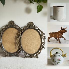 MaxSold Auction: This online auction features metal wall art, insulators, Coca-Cola collectibles, perfume bottles, art pottery, crocks, art glass, DVDs, Boyds Bears, Jim Shore figure, steins, splatter enamel, vintage horse tags, thimbles, vintage Mexican pottery, wood carvings, vintage Pryex, and more