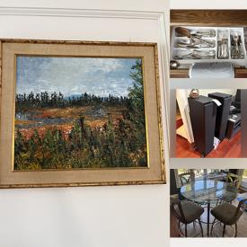 MaxSold Auction: This online auction features TV, canvas art, planters, area rugs, leather furniture, glass top table, art pottery, secretary desk, small kitchen appliances, Evesham, Le Creuset, floor vase, office supplies, camera, printers, desks & chairs, monitors, dehumidifiers, camping gear, watches, men’s clothing, BBQ grill, garden art, patio furniture, chest freezer, snow blower, rolling tool chest, power & hand tools, garden tools, lawn mower, pet products, air compressors, storage totes, drafting table, metal shelving, quilts, exercise equipment, and much, much, more!!!