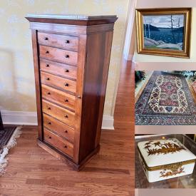 MaxSold Auction: This online auction features original artwork, Inuit carvings, antique furniture, rugs, framed maps, lamps, vases, china, figurines, collectible plates, and much, much, more!!!!!!!!