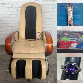 MaxSold Auction: This online auction features watch, silver jewelry, sports trading cards, massage chair, fishing gear, Casio keyboards, trombone, trumpet, guitar amp, mobility scooter, TV, outerwear, DVDs, perfume bottle, wood statue, diving gear, vinyl records, art glass, small kitchen appliances, office supplies, gaming monitor, men’s & women’s clothing, pet products, camping tent, duck decoys, sports collectibles, and more!