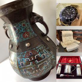MaxSold Auction: This online auction features watches, silver & gold jewerly,  antique bronze vase, miniature teacups/saucers, costume jewelry, wine rack, Halloween decorations, small kitchen appliances, leather chairs, and more!