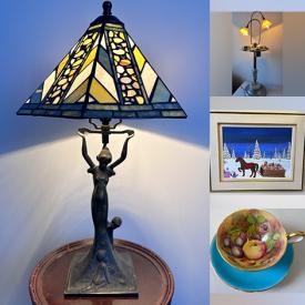 MaxSold Auction: This auction features Lamps, Original Paintings, Tea Cups, Decanters, Stained Glass, Figurines, Coke Cooler, MCM Glass, Chess Set, Wall Decor, Coin Shape Bank, Uranium Glass Bowl, Vintage Phone, Cocktail Shakers, Christmas Ornaments, Head Planter, Molson Pub Sign and much much more!