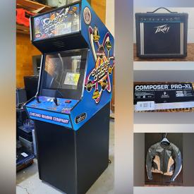 MaxSold Auction: This online auction features guitar amps, speakers, stereo components, monitors, TV, wire spoke hubcaps, tires, NIB skylight, sewing machine, gaming arcade, metal wall art, upholstery fabric, motorcycle leathers, and more!