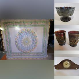 MaxSold Auction: This online auction features quilts, vintage standing ashtray, kids’ books, bongos, art glass, vintage Pyrex, cookie jar, metal figurines, soccer star figurines, Carnival glass, Pokémon cards, die-cast vehicles, toys, comics, power & hand tools, model kits, games, DVDs, and more!