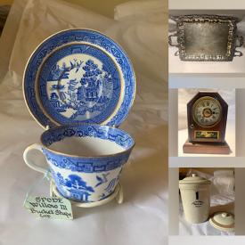 MaxSold Auction: This online auction features decorative plates, Royal Doulton figurine, table lighter, art glass, wood sculptures, antique clock, coins, teacup/saucer sets, crock, and more!