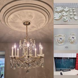 MaxSold Auction: This online auction features crystal chandelier, TV, milk glass lamps, Blue Mountain pottery, teacup/saucer sets, cookie jars, power & hand tools, comics, aquarium & supplies, cedar chest, leather recliner, and more!