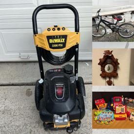 MaxSold Auction: This online auction features vintage cameras, electric scooter, pressure washer, bike, garden tools, silver & costume jewelry, cuckoo clock, fabric, sewing machines, salon trolley, small kitchen appliances, vinyl records, art glass, designer handbags, Christmas wreaths & ornaments, toys, and more!