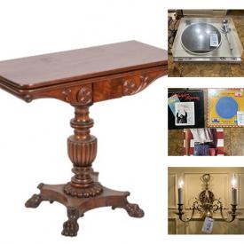 MaxSold Auction: This online auction features vintage door knobs, desktop computer, antique tins, vinyl records, game, stereo components, comics, refrigerator, LOR miniatures, upholstery fabric, drum kit, art books, model ships, lawn mower, decorative plates, power tool, banknotes, dehumidifier, guitar, and more!