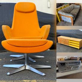 MaxSold Auction: This online auction features MCM chairs, rattan chair, teak furniture, tile top tables, vintage stereo components, industrial chair, and more!n