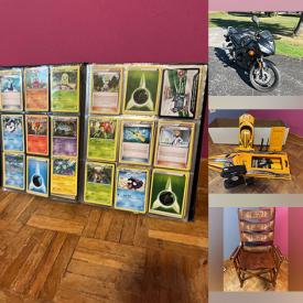 MaxSold Auction: This online auction features motorcycle, kids’ ATV, Star Wars collectibles, telescope, RC boat, toys, Pokémon collectibles, glass top desk, smoker, video games, games, children’s & kids’ books, boys\' clothing, bistro table, TV, tires, and more!