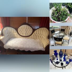 MaxSold Auction: This online auction features antique lamps, golf clubs, vintage books, perfume bottles, desk, costume jewelry, art glass, vinyl records, rattan sofa, settee, oil lamp, area rug, live plants patio furniture, and more!