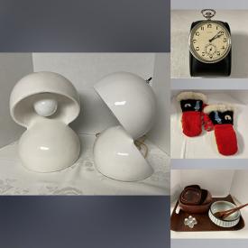 MaxSold Auction: This online auction features tin signs, Indigenous art, jadiete, stone carvings, costume jewelry, teacup/saucer sets, clarinet, coins, art glass, vintage shaving, smoking pipes, silver jewelry, Susie Cooper pottery, art pottery, vintage kitchen tools, vintage bottles, vintage books, vintage ink well, antique eyeglasses,  vintage Pyrex, vintage Beauceware, vintage enamel lights, vintage toys, Roseville pottery, Toby mug, and more!