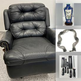 MaxSold Auction: This auction features Leather Sofa , Reclining Chair, Bar Cart, Figurines, Coins, Stemware, Vases, Clocks, Holiday Dishware, Cameras, Chess Set, Framed Prints, Pocket Tools, Watches, Jewelry, Pins, Vintage Photographs, Machineshop Drill Bits and much much more!
