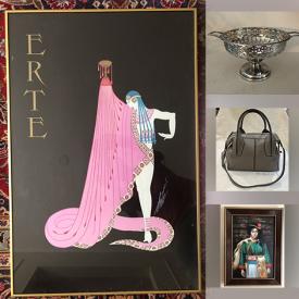 MaxSold Auction: This online auction features Erte silkscreen, antique map, antique figural lamp, vintage NAO figurine, Moorcroft, Royal Doulton figurines, Fenton glass, ATO clock, teacup/saucer sets, art glass, Thai ginger jars, antique Dresden plates, vintage Imari, antique engravings, planter, vintage lead crystal candlesticks, art pottery, antique wash basin, antique floor vase, watch, designer shoes, and more!
