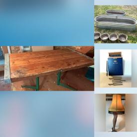 MaxSold Auction: This online auction features antique cast iron stove, pub height table & chairs, quilts, vintage Japanese Tansu cabinets, antique tool chest, vintage violin, camping & fishing gear, music memorabilia, toys, art books, art & craft supplies, sewing machine, Fiestaware, display cabinets, deumidifier,  portable AC unit, small kitchen appliances, patio furniture, yard art, planters, vintage tools, power & hand tools, lawnmowers, chainsaw, coins, heaters, office supplies, and more!