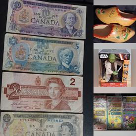 MaxSold Auction: This online auction features new toys, hanging lanterns, games, small kitchen appliances, Star Wars collectibles, children’s books, vintage tins, Princess Diana collection, comics, action figures, collector plates, Cabbage Patch kids, Wade pottery, clog shoes, vinyl records, puzzles, banknotes, coins, ceramic masks, sports collectibles, collectible die-cast, vintage Delft Blue, craft kits, and more!