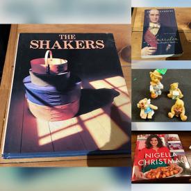 MaxSold Auction: This online auction features costume jewelry, Cherished Teddies, teacup/saucer sets, video games, toys, NIB pendant light, decorative plates, hard-back books, art glass, vintage tins, DVDs, CDs, framed wall art, wood carvings, decanter, Blue Mountain pottery, art pottery, Evesham, Bunnykins, Pokémon cards, coins, Delft houses, Coalport figurine, Carlton ware, Belleek, stein, Royal Doulton figurines, Carnival glass, vintage books, and more!