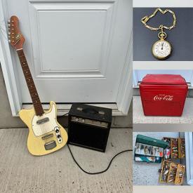 MaxSold Auction: This online auction features Lego kit, Wade figurines, DVDs, brass collectibles, action figures, antique stoneware, fishing gear, marbles, art pottery, comics, Legos, Coca-Cola cooler, Tim Thompson artworks, sports collectibles, video game console, puzzle, watches, guitar & amp, and more!\n