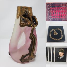 MaxSold Auction: This online auction features coins, silver, gold & costume jewellery, brass sculptures, Satsuma tea set, wood carving, advertising ashtrays & tins, stein, humidor, table lighter, decanter, art glass, cranberry glass, amethyst glass, thimbles, souvenir spoons, games, perfume bottles, Utagawa Hiroshige artwork, art books, area rugs, vinyl records, and more!