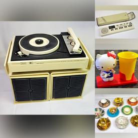 MaxSold Auction: This online auction features Stiffel lamps, DVDs, men’s footwear, vintage John Perry sculpture, art glass, miniature souvenir street, steins, wood duck decoy, games, Pokémon collectibles, Beatles collectibles, Leishman pottery, decanter, vintage stereo system, vintage souvenir pennants, small kitchen appliances, vintage Pyrex, Jasperware, teacup/saucer sets, aquarium supplies, Wee Gates aluminium sculpture, art pottery, costume jewelry, camping gear,  telescope, pet products, and more!