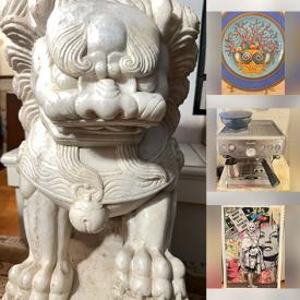 MaxSold Auction: This online auction features vinyl records, sports trading cards, Indigenous art, women’s footwear, Foo Dog statues, Bansky print, vintage parlour chairs, video game console & games, decorative plates, wood carvings, silver & costume jewellery, art glass, tribal masks, metal soldiers, small kitchen appliances, area rugs, fabric, perfume bottles, women’s clothing, art pottery, and more!