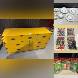 MaxSold Auction: This online auction features crock, canning jars, Carnival glass, Depression glass, Amethyst glass, Fenton glass, Uranium glass, flatware, hand tools, Star Wars collectibles, Pokémon collectibles, vinyl records, DVDs,  fishing floats, McCoy pottery, vintage Pyrex, milk glass, art glass, settee, stein, costume jewelry, watches, comics, vintage vanity set, party supplies, Transferware, collectible bells, Fiestaware, and more!