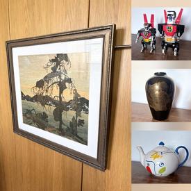 MaxSold Auction: This online auction features vintage tiki mugs, fishing gear, toys, die-cast vehicles, slot car game, vintage posters, DVDs, watch, metal sculpture, Roseville, puzzle, Disney collectibles, art books, stoneware, sports trading cards, vintage bottles, vintage teapot, MCM lava pottery, and more!\n