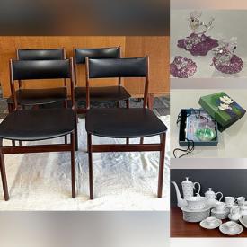 MaxSold Auction: This auction features MCM Barware, Wedgwood Jasperware, Paragon China, Hummel, Jadite, Belleek, Vases, Spoons, Swarovski Figurines, Jade Jewelry, Perfumes, Pottery, Hoselton Decor, Clocks, Flatware, Lamps, Delft Figures, Royal Portraits, Framed Prints, Chairs, Nesting Tables , Doll House and much much more!