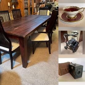 MaxSold Auction: This online auction features dining table & chairs, small kitchen appliances, mobility aid, mercury glass, cranberry glass, wooden face mask, teacup/saucer sets, harmonicas, vintage sewing storage, collector plates, art glass, fitness gear, vinyl records, Keepsake ornaments, art pottery, and more!