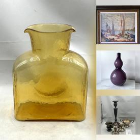 MaxSold Auction: This online auction features Mexican pottery, cloisonne, art pottery, Henry Farrer etching, abstract watercolors, art glass, antique yellowware, cast iron bookends, and more!