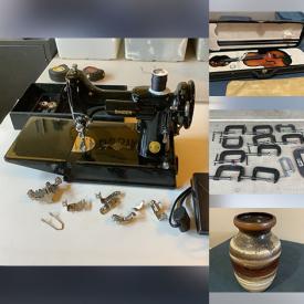 MaxSold Auction: This online auction features vintage sewing machines, planters, violins, vintage pedal tractor, bike, coins, vintage biscuit jar, power & hand tools, outerwear, quilt, Boyds bears, die-cast vehicles, boots, watches, tent, chainsaw, antique mantle clock, Avon bottles, and more!