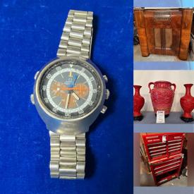 MaxSold Auction: This online auction features silver, gold, & costume jewelry, watches, vintage toys, small kitchen appliances, cedar trunks, fabric, art supplies, Disney collectibles, comics, decanter, sewing notions, teacup/saucer sets, sewing machines, office supplies, portable AC unit, Carnival glass, sports collectibles, men’s & women’s clothing, planters, CDs, vinyl records, games, fishing gear, refrigerator,  vintage washer, Christmas village accessories, antique console radio, golf clubs, vintage books, vintage baby pram, power & hand tools, rolling tool chest, and more!