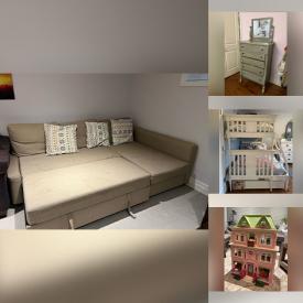 MaxSold Auction: This online auction features dollhouse, small kitchen appliances, pull-out couch, bunk bed/trundle, vanity lights, church pew, and moren