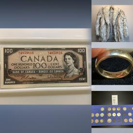MaxSold Auction: This online auction features coins, banknotes, gold, silver, & costume jewelry, medallions, loose gemstones, stamps, NIB Lego kits,  collectible die-cast, art glass, cast iron bank, pocket & wrist watches, trinket box, punch sets, games, nutcracker, and more!
