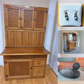 MaxSold Auction: This Charity/Fundraising Online Auction features gold, silver,  & gemstone jewelry, vintage Hoosier cabinet, antique duck decoy, humidifier, fabric, TV, wicker chair, antique buffet, McCoy vase, games, small kitchen appliances, snowshoes, printer, cedar chest, metal signs, yarn, storage totes, oil lamps, collector plates, hand knit shrugs, skis, quilt, canning jars, nutcracker, and more!